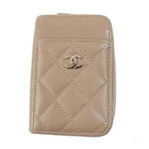 CHANEL Cream Caviar Leather Wallet